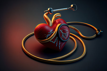 Stethoscope and Heart Concept. Generative Aiの素材