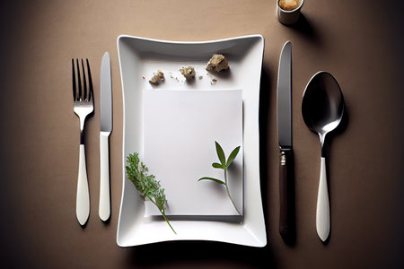 White label on the table. Used for menus or put everything into. Generative Aiの素材
