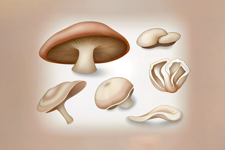 fresh forest mushrooms isolated on white. Generative Aiの素材