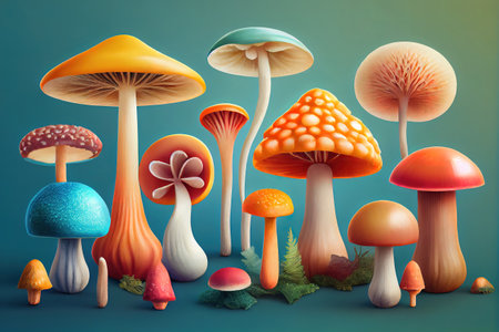 Wholesome Collection of Gourmet Mushrooms. Generative Aiの素材