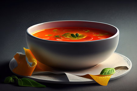 carot soup with basil leaves Ai Generativeの素材