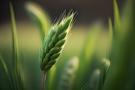 Green wheat field and sunny day. Generative Aiの素材