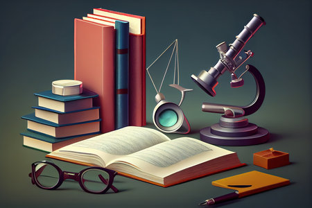 Teacher or student desk table. Education background. Generative Aiの素材