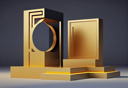 Natural Concept Template Display With Palm Leaf And Rock On Pink Abstract Background. Generative Aiの素材