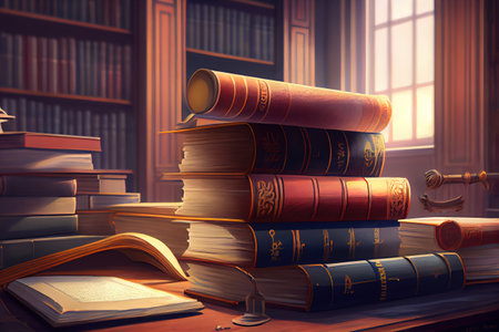 Collection of old books on background. Generative Aiの素材