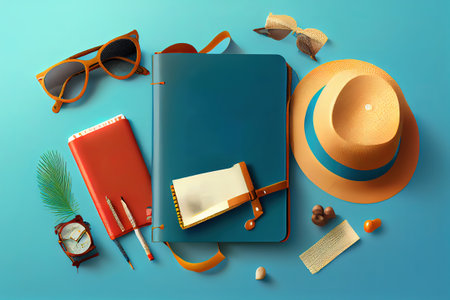 June 21st. Image of june 21 calendar on blue background with summer beach. Generative Aiの素材