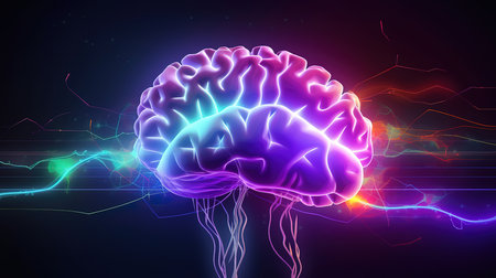 World mental health day, Brain and mental health, Encephalography brain. Generative Aiの素材