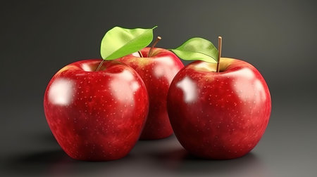 Three red apples isolated on the white. Generative Aiの素材