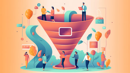 Customer journey concept. Customer behavior analysis, marketing strategy. Generative Aiの素材