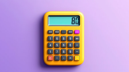3D illustration of calculator graphics and text around the icon. Generative Aiの素材