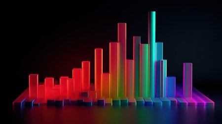 3d chart and trend graph arrow, Data analyze financial and stock market concept. Generative Aiの素材