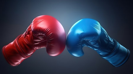 Boxing gloves sport concept 3D illustration. Generative Aiの素材