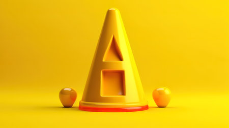 3d Yellow warning sign with Exclamation mark concept. Generative Aiの素材