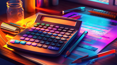 Investors are calculating profits and costs with calculators. Generative Aiの素材