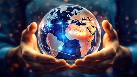 Concept of connecting global business network and future digital marketing. Generative Aiの素材