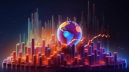 Businessman Global Business Growth Analysis and Asset Investment Chart business. Generative Aiの素材