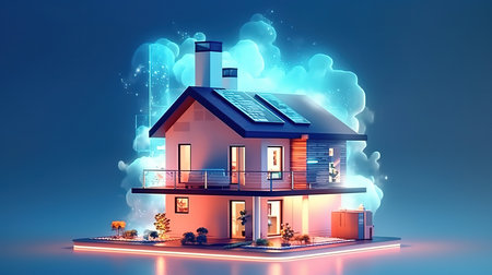 The smart home is isolated background , Modern smart home systems of smart building. Generative Aiの素材