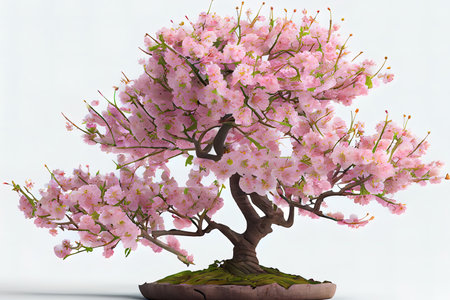 Cherry blossom, in the white background beautiful flower Ai Generativeの素材