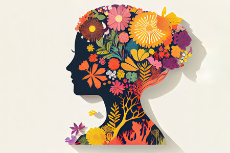 Paper cut girl head Ai Generativeの素材