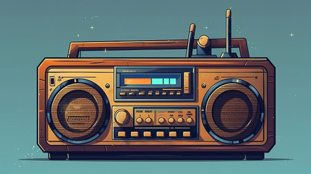 Flat vector set of different retro radio and tape recorders. Generative Aiの素材