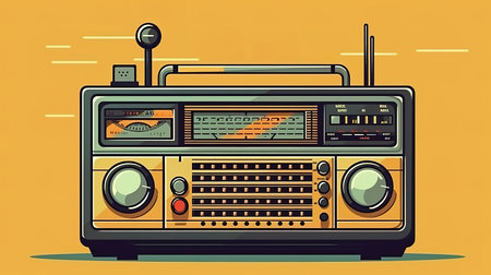 broadcast radio music cartoon. broadcast radio music sign. Generative Aiの素材