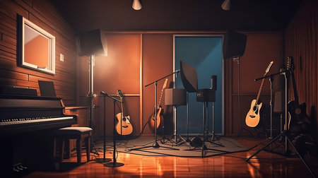 Music, audio and microphone for a singer, musician or artist. Generative Aiの素材