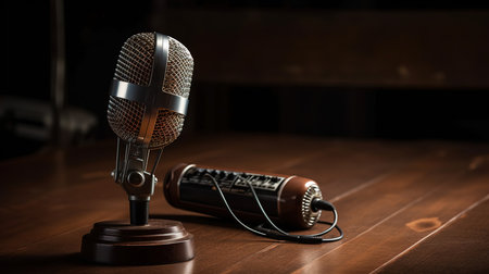Microphone international podcast technology sound audio . Generative Aiの素材