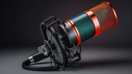 Radio microphone with blank calendar, bright color. Generative Aiの素材