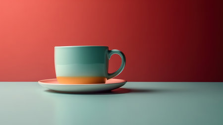 Creative minimalism coffee cup on empty table space. Generative Aiの素材