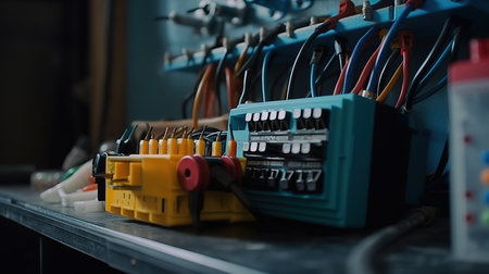 Electrical tools for repairing electricians in the house. selective focus. Generative Aiの素材