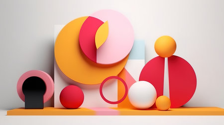 3d render abstract shapes set graphic design. Generative Aiの素材