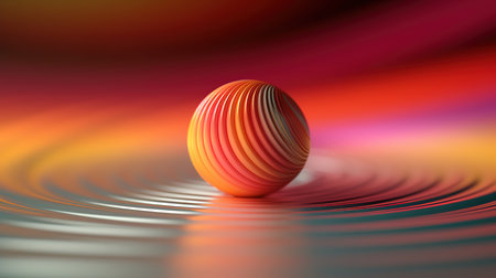 Three dimensional render of small sphere bouncing along wavy line. Generative Aiの素材