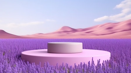 Natural beauty podium backdrop with lavender. Generative Aiの素材