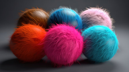 Blue fuzzy sphere and black background.. Generative Aiの素材