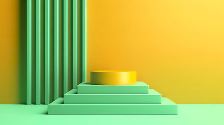 Showcase scene with empty podium for product presentation 3d rendering. Generative Aiの素材