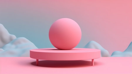 pastel podium display platform, 3d rendering. Generative Aiの素材