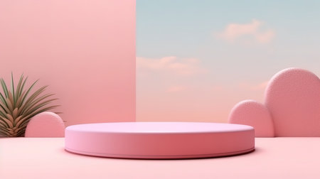3d rendering of a minimalistic platform for product demonstration. Generative Aiの素材