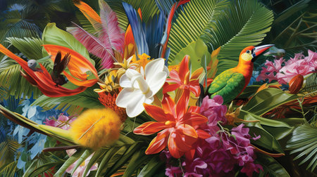 Christmas Tree On Beautiful Tropical Beach. New year and Christmas tropical Holidays. Generative Aiの素材