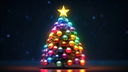 Christmas Tree With Baubles And Blurred Shiny Lights. Generative Aiの素材