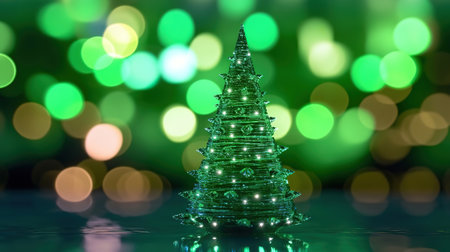 Bokeh from lighting of green christmas tree. Generative Aiの素材