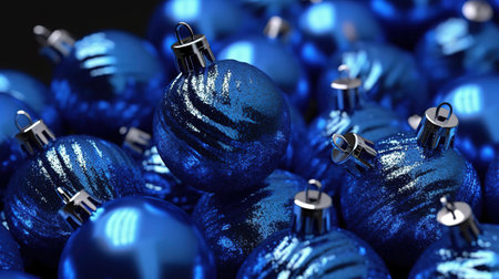 blue new years decorations in blue tinsel for Christmas tree. Generative Aiの素材