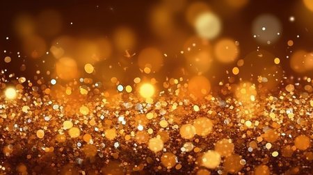 gold glitter lights, glow effect, golden brown yellow background. Generative Aiの素材