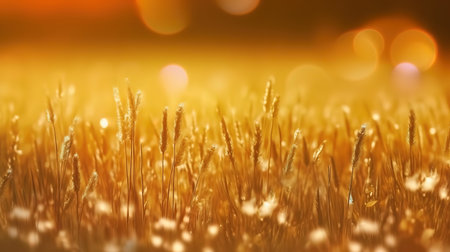 close up on a weed grass against blurry sunset background. Generative Aiの素材