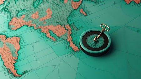Columbus day and world map with compass. Generative Aiの素材