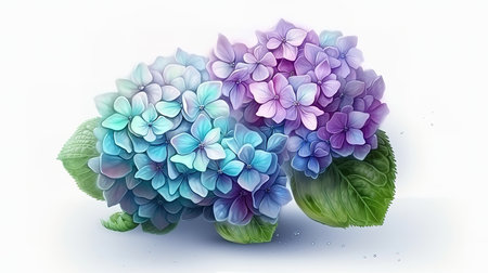 Blue Hydrangea macrophylla flower isolated on white background. Generative Aiの素材