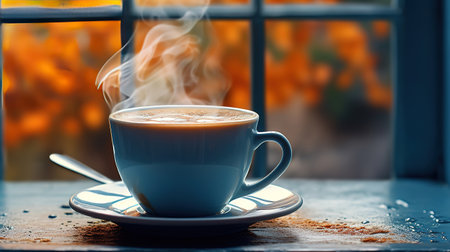 Hand holding delicious coffee cup. Generative Aiの素材