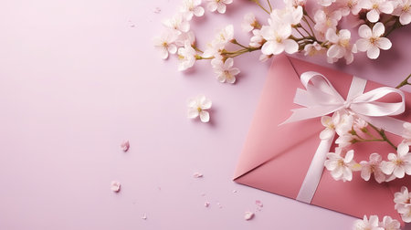 Paper near envelope, decorative hearts and plant. Generative Aiの素材