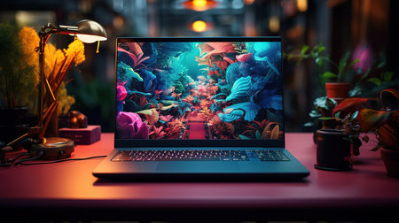 Workplace of graphic designer with computer. Generative Aiの素材