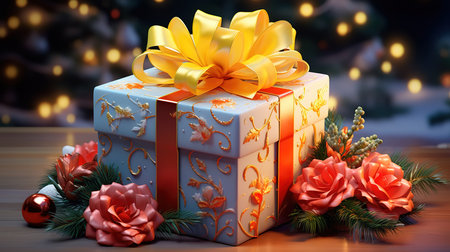 Christmas gift box, Bright color, ultra realistic. Generative Aiの素材