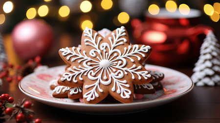 Realistic christmas cookies pastry composition the hands in the frame are rolling out. Generative Aiの素材